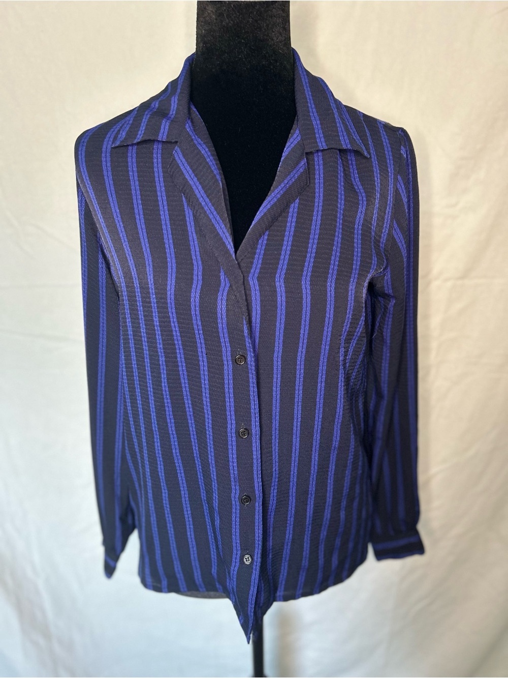Vintage Country Suburbans Blue Striped Blouse 6 70s/80s retro